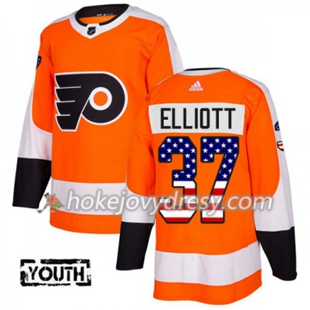 Dětské Hokejový Dres Philadelphia Flyers Brian Elliott 37 2017-2018 USA Flag Fashion Oranžová Adidas Authentic